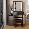 thumbnail image 2 of Tookss Left Drawer Desktop Makeup Vanity Table with Cushioned Stool,Touch Control Sliding LED Mirror,Brightness Adjustable,2 AC+2 USB Power Station,Hair Dryer Bracket,Open Storage Shelf, 2 of 8