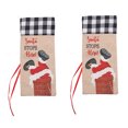 thumbnail image 1 of JM 2 fundas para botellas de vino de Navidad, bolsas para botellas de champán, ropa, muñeco de nieve de Papá Noel, vajilla, bolsas de regalo de vino de arpillera para decoraciones de fiesta de Año Nuevo de Navidad (gris) JM, 1 of 5