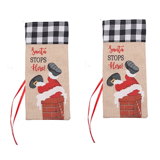 fundas para botellas de vino de Navidad, bolsas para botellas de champán, ropa, muñeco de nieve de Papá Noel, vajilla, bolsas de regalo de vino de arpillera para decoraciones de fiesta de Año Nuevo de