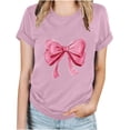 thumbnail image 3 of DeHolifer Womens T-shirts Bowknot Graphic Pritned Short Sleeve Crewneck T-shirts Loose Casual Fashion Blouse Tops Pink M, 3 of 3