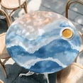thumbnail image 3 of Blue Coastal Beach Table Cloth, Round Fitted Tablecloths with Elastic Edge, Modern Oil Painting Nautical Wipeable Waterproof Table Cover for Kitchen Wedding 45-54 Inches, 3 of 4