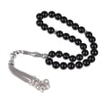 thumbnail image 1 of Muslim 33 Prayer Beads Pilgrimage Natural Agate Beads Rosary Prayer Hand Chain (Black), 1 of 3