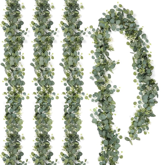 4 Pack Artificial Plant Vines, Holiday Party Decoration Wreath, Low-Maintenance Hanging Plants for Indoor Outdoor Greenery Aesthetics Decoration