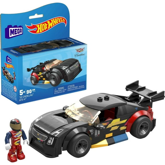 MEGA Hot Wheels 16 Cadillac ATS-V Building Toy Car with 1 Figure (90 Pieces)