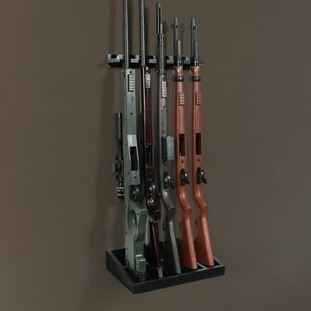 Gun Rack Wooden Rifle Racks Indoor Gun Rack Wall Mount Rifle Storage Gun Display Holder for Home Office - Holds up to 5 Long Guns