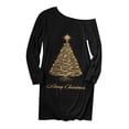 thumbnail image 5 of Camiseta sin tirantes de manga larga hueca con cuello inclinado suelto con estampado navideño para mujer Fridja FKASFK635, 5 of 5