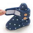 thumbnail image 5 of Newborn Baby Boy Girl Soft Fleece Booties Christmas Shoes Stay On Infant Slippers Socks Shoe Non Skid Gripper Toddler First Walkers Winter Ankle Crib Shoes (Stars Print), 5 of 9