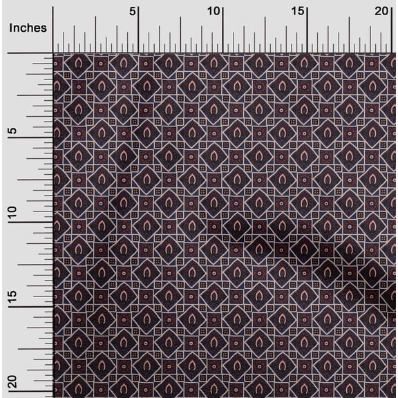 oneOone Cotton Poplin Twill Dark Blue Fabric Geometric & Floral Block Sewing Material Print Fabric By The Yard 56 Inch Wide