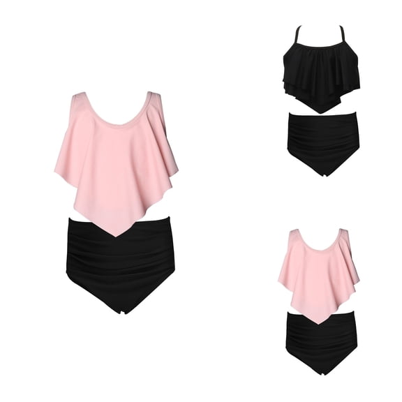 Stylish Girls 2-Piece Bikini Swimsuit – Comfortable Tankini Top with High-Waisted Matching Shorts, Summer Beach & Sports Swimwear