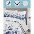 thumbnail image 3 of Quilt King Size Bedding Set, Blue Blooms Floral Reversible Summer Quilt 3 Pieces, Farmhouse Spring Flowers Botanical Lightweight Bedspreads Coverlets with 2 Pillow Shams for All Seasons, 3 of 5