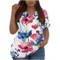 thumbnail image 1 of Mujeres Tops Casual Manga Corta V-Cuello Botón Decoración Plisado Blusa para Más Tamaño L-5xl, 1 of 3