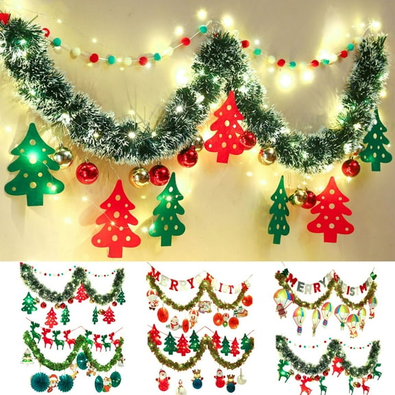 Christmas Tinsel Garland With Led Light for Christmas Tree Decorations 6.56ft Metallic Tinsel Glitter Twist Garland Glowing Ribbon Decorations for Carnival Holiday Wedding Party Indoor Outdoor