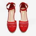 thumbnail image 3 of Dream Pairs Women's Comfort Wedge Espadrilles Sandals Ankle Strap Close Toe Platform Shoes Amanda-2 Red Size 9, 3 of 5