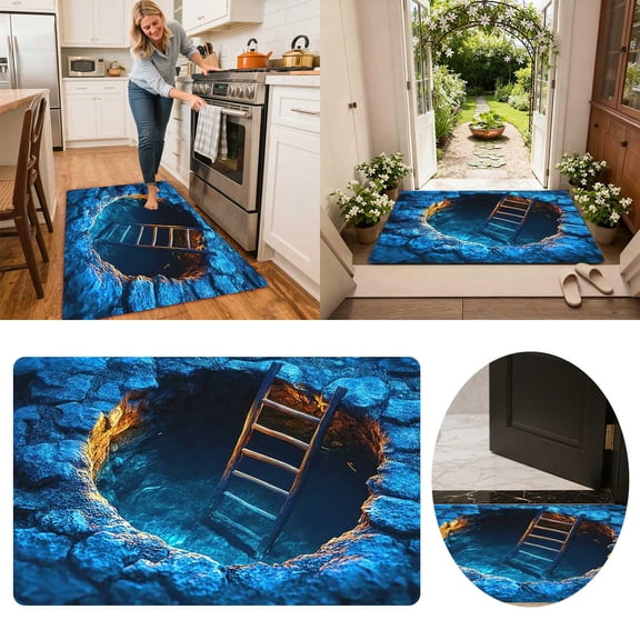 ERK Christmas Decorations 3D Optical Diatomite Bath Mat Super Absorbent Floor Rug For Bathroom Entrance Living Room & Kitchen