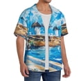 thumbnail image 2 of Easygdp Greek Island Windmills Painting Mens Short Sleeve Button Down,Cuban Shirts for Men，Men's Casual Short-Sleeved Shirt-X-Large, 2 of 5