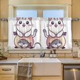 thumbnail image 2 of Yayeee Kitchen Curtains Tier Set of 2 Light Filtering 57"x24" Over Sink Window Panels, White Cute Cat, 2 of 7