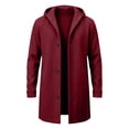 thumbnail image 4 of Men's Winter Pockets Coat Solid Color Hooded Coats Long Sleeve Jacket Outwear for Man, 4 of 8