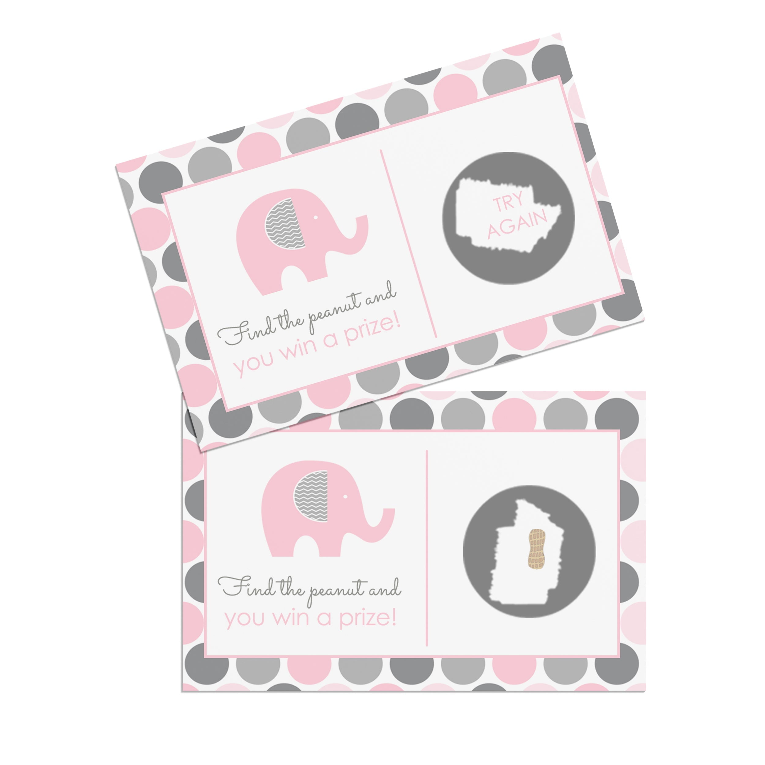 Pink Elephant Scratch Off Cards 28 Pack Girls Baby Shower Games Raffle Ticket Prize Drawings - Scratch and Win - Cute Little Jungle Favors - Paper Clever Party