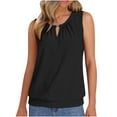 thumbnail image 3 of pstuiky Tank Tops, Womens Solid Keyhole V Neck Tank Top Summer Loose Fit Embroidered Eyelet Design Casual Comfortable Breathable Sleeveless Blouse Womens Vacation Outfits 2025 Clearance Black M, 3 of 10