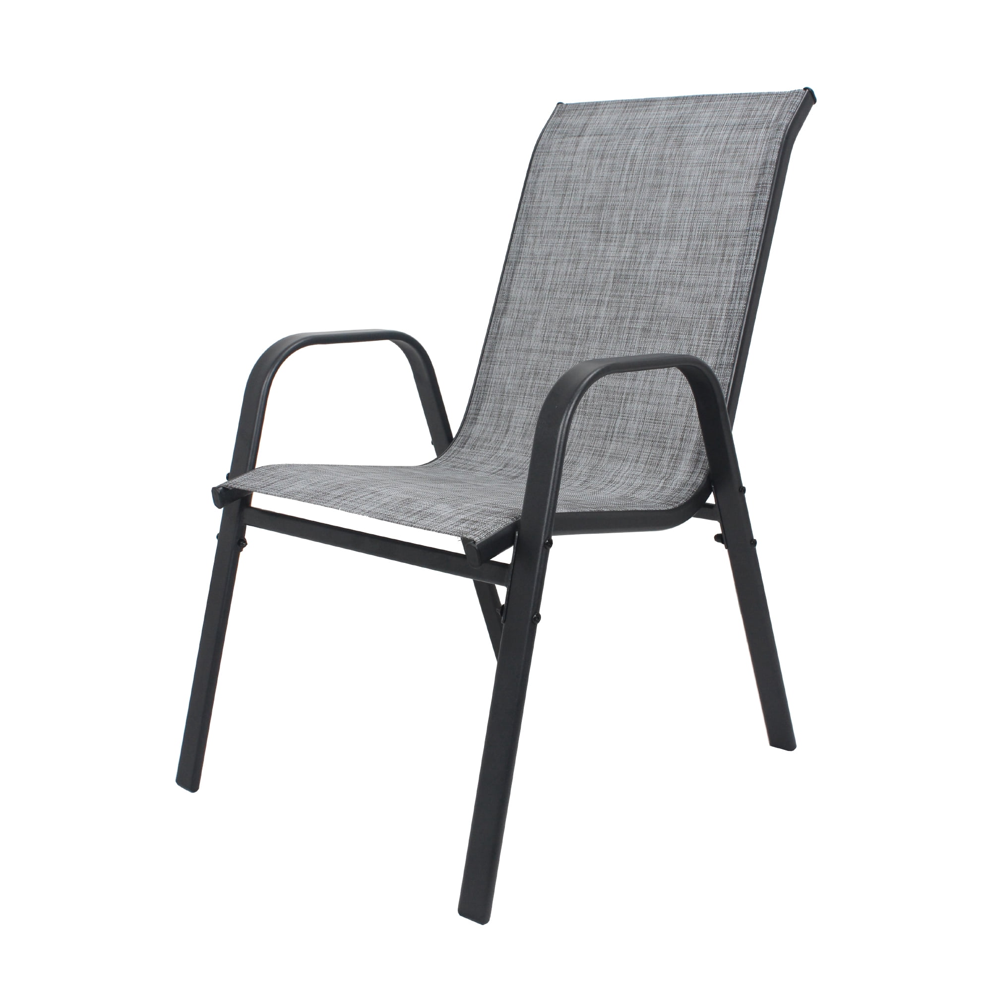 4-Piece Outdoor Dining Chair with Wide Ergonomic Seat, 350 lb Capacity Heavy Duty Metal Frame, Waterproof Teslin Fabric & Rust-Resistant, Ergonomic Lumbar Support for Patio, Gray