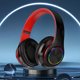 thumbnail image 4 of Auriculares supraaurales plegables con LED rosa con Bluetooth 5.0, subwoofer, micrófono integrado, llamada inalámbrica, cancelación de ruido estéreo, almohadillas suaves para las orejas, 4 of 4