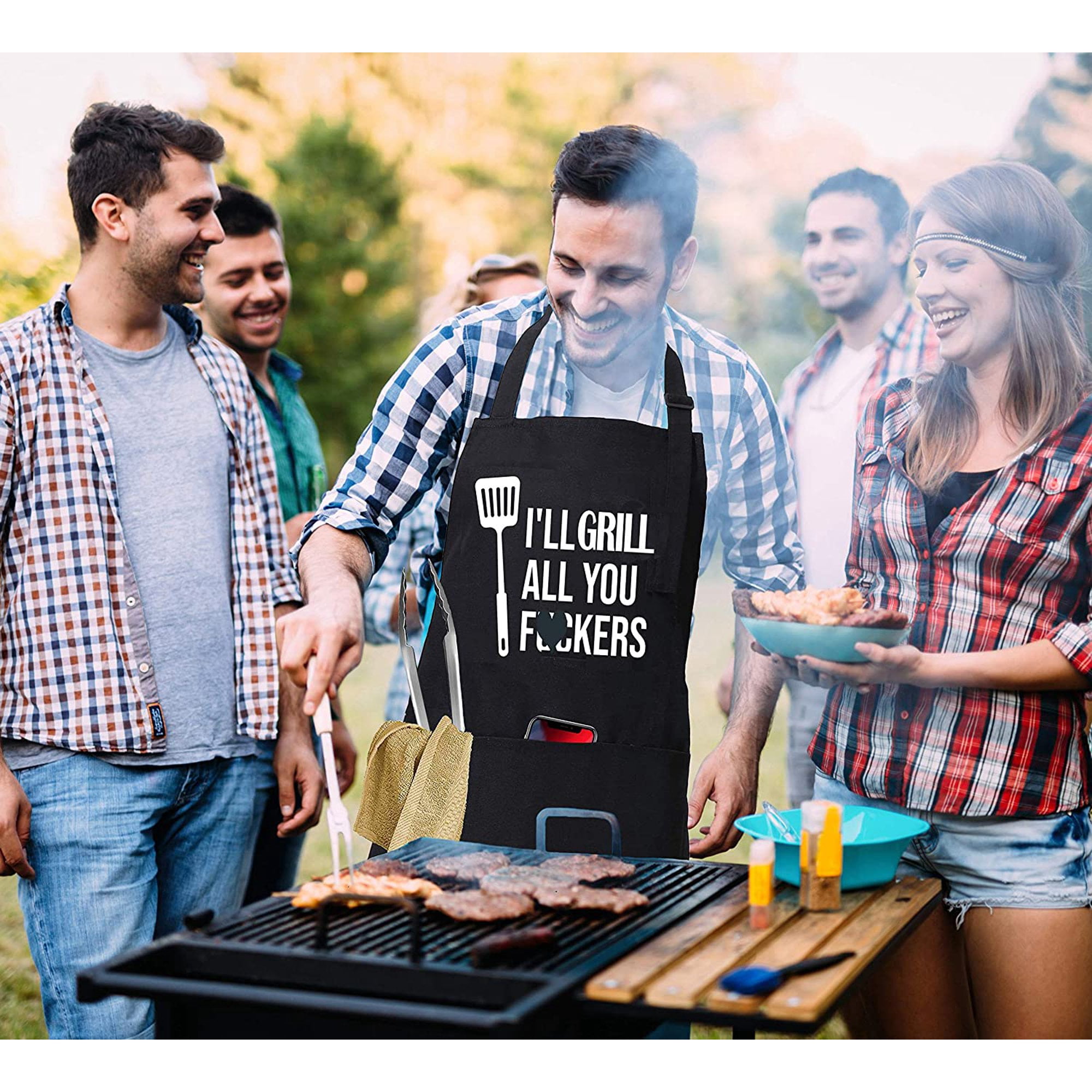 41Pcs BBQ Grill Tool Set, Grill Accessories BBQ Tools with Storage Bag, Extra Thick Stainless Steel Spatula Fork & Tongs, Meat Syringe&Thermometer BBQ Utensils Set for Camping, Outdoor, Backyard Party