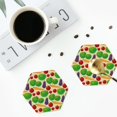 thumbnail image 4 of Picia Vegetable Printed Leather Coasters for Drinks, 4" Drink Coasters Set of 4 for Tabletop Protection, Handmade Luxurious Home Décor and Housewarming Gift -Hexagon, 4 of 6