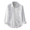 thumbnail image 5 of WREESH Men's Linen Button Down Shirts Long Sleeve with Pockets for a Casual and Comfortable Fit White, 5 of 5