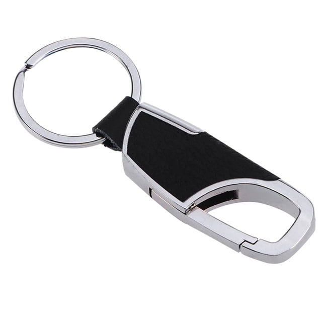 Men's Leather Key Ring Chain Metal Keychain for Home (Silver)