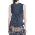 thumbnail image 2 of Max Studio London Womens Pleated Knit Blouse, Blue, Large, 2 of 2