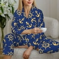 thumbnail image 5 of KLL Anchors and Nautical Print Women's Long Sleeve Pajamas with Pants Sleepwear Loungewear 2 Set-X-Large, 5 of 7