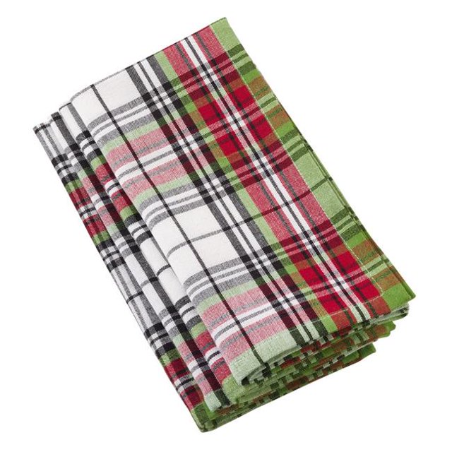 SARO 8051.M20S 20 Po Carré Hensel Classique Plaid Design Coton Serviette Multi Couleur - Lot de 4