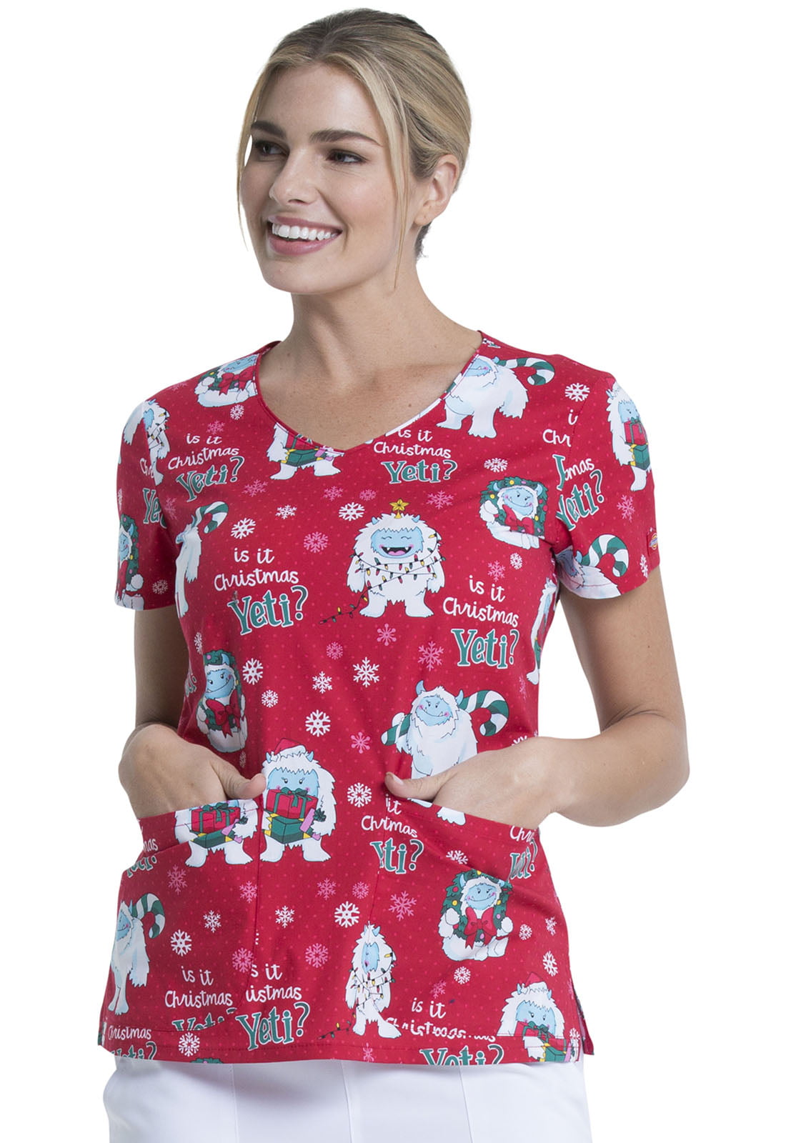 Download Dickies - Dickies EDS Holiday/Winter V-Neck Scrub Top DK700, M, Yeti For Christmas? - Walmart ...