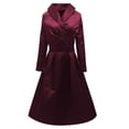 thumbnail image 5 of Formal Dresses for Women Satin Long Sleeve V Neck Lapel Collar Slim Fit A Line Flowy Midi Dress Wedding Guest Dress, 5 of 6