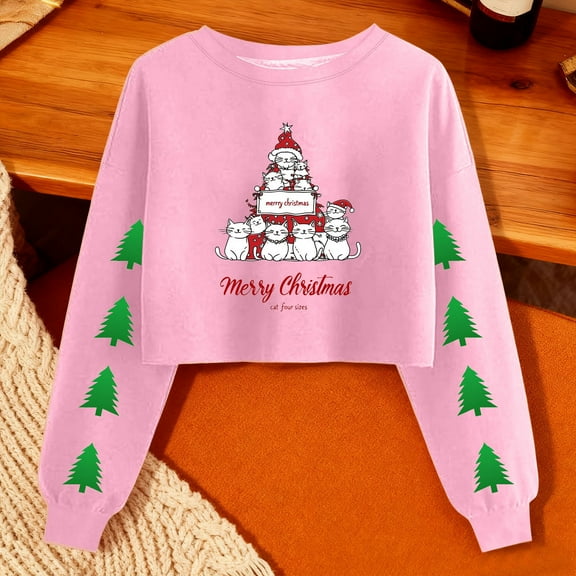 Elvqul Womens Crop Shirts Graphic Long Sleeve Sweatshirt Spring Fashionable Shirts for Juniors Pullover