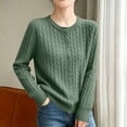 thumbnail image 2 of hoksml Women's Cable Knit Cardigan Crew Neck Button Down Long Sleeve Slim Fit Cotton Knit Sweater, 2 of 5