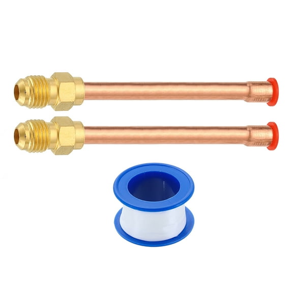 2Pack 1/4 SAE Male Thread x 1/4" OD Flare Connector with Copper Tube