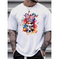 thumbnail image 1 of Camiseta informal de verano para hombre, cuello redondo, 100 % algodón, manga corta ligeramente elástica, estampado del alfabeto, corte regular, 180 g/m², ideal para deportes de ocio., 1 of 5
