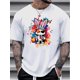 thumbnail image 1 of Camiseta informal de verano para hombre, cuello redondo, 95 % poliéster, 5 % elastano, manga corta ligeramente elástica, estampado del alfabeto, corte regular, 180 g/m²., 1 of 5