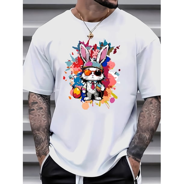 Camiseta informal de verano para hombre, cuello redondo, 95 % poliéster, 5 % elastano, manga corta ligeramente elástica, estampado del alfabeto, corte regular, 180 g/m².