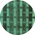 thumbnail image 1 of Ahgly Company Machine Washable Indoor Round Abstract Turquoise Blue Modern Area Rugs, 5' Round, 1 of 4
