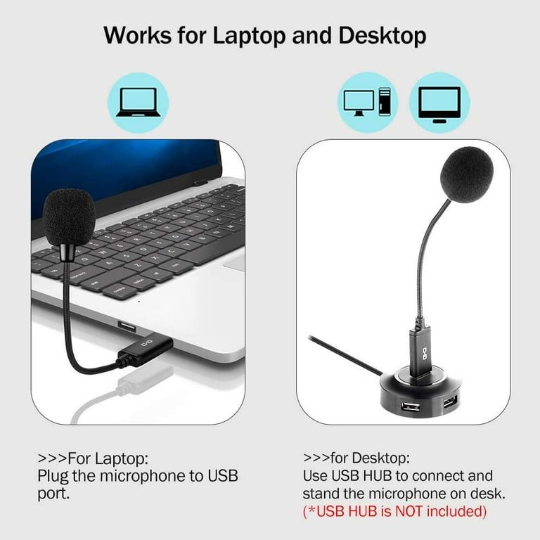 Mini USB Microphone for Laptops and Desktop Computers,with