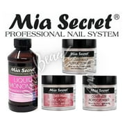 Mia Secret Liquid Monomer 4 oz and Cover Powders 1 oz x 3 (PINK + ROSE +BEIGE)
