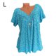 thumbnail image 1 of Camiseta de mujer con cuello en V, manga corta, camiseta de verano informal estampada, azul, L Vogacara AP001653-43, 1 of 6