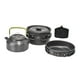 thumbnail image 1 of Juego de cocina para acampar de 3 piezas, olla, sartén, hervidor portátil con mango plegable de aluminio Negro, 1 of 9