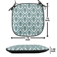 thumbnail image 5 of Damask Chair Seating Cushion, Damask Toned Floral Sprigs Baroque Feature Patterns Complex Detailed Motifs Image, Soft Seat Pads for Office with Anti-slip Backing, 16"x16", Green White, by Ambesonne, 5 of 7