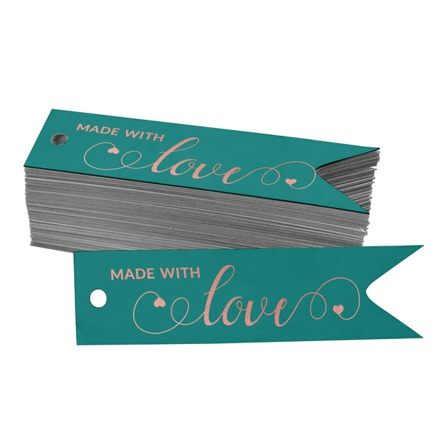 Inkdotpot Made With Love Text Bottle Tag Real Rose Gold Foil Favor Hang Tags Pack Of 100