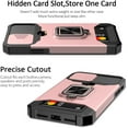 thumbnail image 5 of iPhone XR Case with Sliding Camera Cover and Card Holder Heavy Duty Protective iPhone XR Case with Ring Magnetic Kickstand Phone Case for iPhone XR 6.1''(Rose Gold), 5 of 14