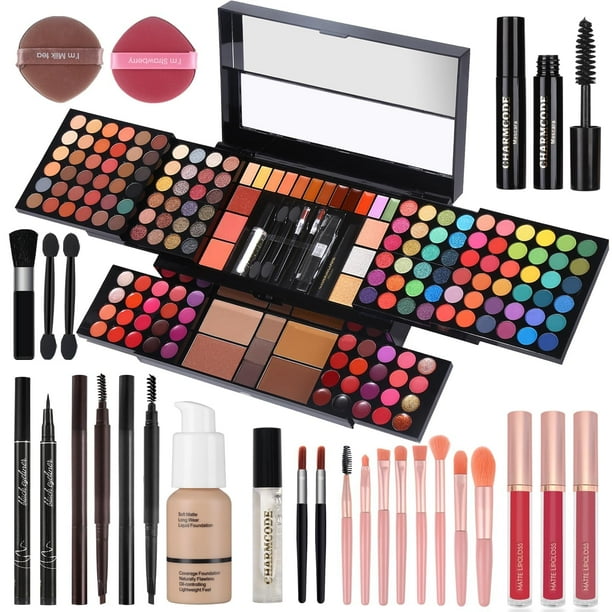 Kit de maquillaje CHARMCODE completo con sombra de ojos, lápiz labial y pinceles