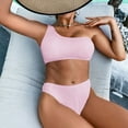 thumbnail image 2 of Women's One Shoulder Two Piece Swimsuit Sexy Asymmetric Bikini Set Solid Color Built-In Padded Top High Waisted Bottom Alluring Unique Beach Style, 2 of 3